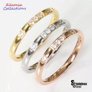 ステンレス リング(26)CZ 選択可 金色 銀色 ピンクゴールド 07号 09号 10号 11号 12号 13号 15号 16号 18号 19号 メイン サージカルステ