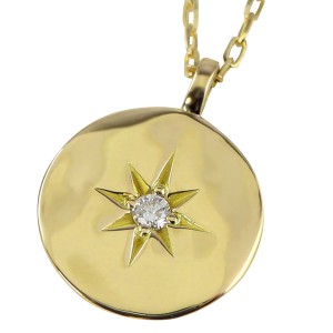 メンズネックレス 10金 太陽 モチーフ 一粒ダイヤモンド たいよう デザイン ペンダン 地金 送料無料