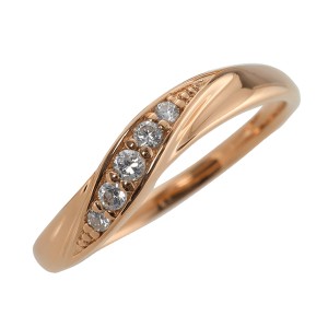 10金 指輪 ウェーブライン 天然ダイヤモンド K10 レディース シンプル  リング 結婚指輪 ペアリング 日本製 送料無料