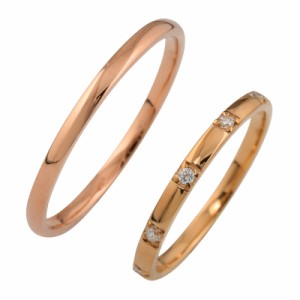 結婚指輪 ファイブストーン ダイヤモンド ペアリング マリッジリング K10 2本セット 10金 送料無料