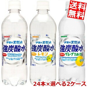 【送料無料】サンガリア 伊賀の天然水 強炭酸水500mlペットボトル 選べる48本 (24本×2ケース)