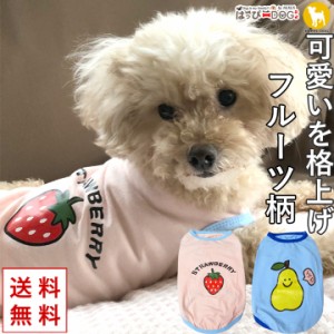 【わけあり品】 犬 服 犬服 犬の服 ペット用品 ドッグウェア 秋冬 秋 冬 タンクトップ フルーツ柄 いちご 袖なし ノースリーブ 袖無し 着