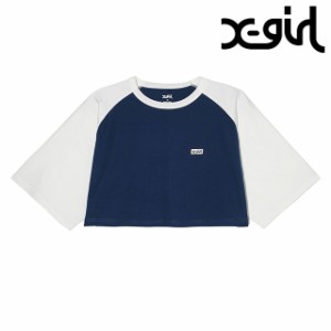 エックスガール X-girl レディース ボックスロゴ B/B Tシャツ [105242011036 SU24] BOX LOGO B/B TEE トップス 半袖 ショート丈 NAVY 【