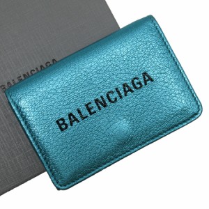 BALENCIAGA バレンシアガ 三つ折り財布 メタリックブルー 14067 ユニセックス【中古】 h28047g