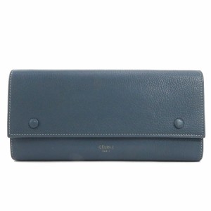 CELINE セリーヌ ラージフラップ マルチファンクション 長財布 ネイビー 14066 ユニセックス【中古】 t18569g