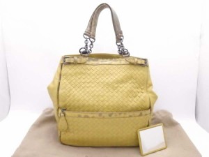 BOTTEGAVENETA ボッテガヴェネタ イントレチャート ショルダーバッグ グリーン イエロー ユニセックス【中古】 e54842i