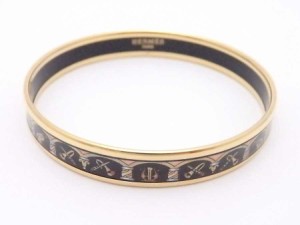 HERMES エルメス エマイユ バングル ブレスレット ゴールド/ブラック/マルチカラー 14068 レディース【中古】 e54982g