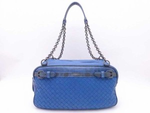 BOTTEGAVENETA ボッテガヴェネタ イントレチャート ショルダーバッグ ブルー 14067 レディース【中古】 e53343f