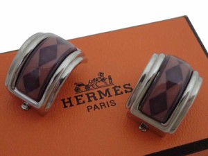 HERMES エルメス 七宝焼き イヤリング シルバーｘパープル 14069 レディース【中古】 e53407a