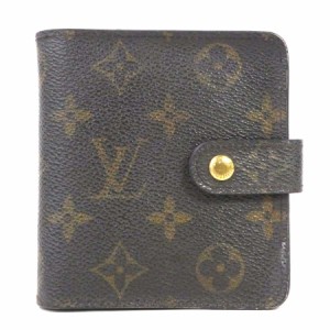 LOUIS VUITTON ルイ ヴィトン コンパクトジップ モノグラム 二つ折り財布 ブラウン 14057 レディース【中古】 e55215a