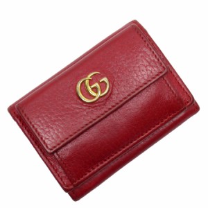 GUCCI グッチ ダブルG 三つ折り財布 レッド 14060 レディース【中古】 g3534a