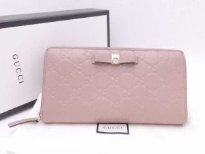 GUCCI グッチ グッチシマ 388680 ラウンドファスナー長財布 ピンクベージュ 14061 レディース【中古】 e53162f