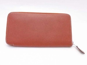 HERMES エルメス アザップ シルクイン ラウンドファスナー長財布 ブラウンｘオレンジ 14057 レディース【中古】 e53184a