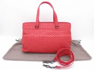 BOTTEGAVENETA ボッテガヴェネタ イントレチャート ハンドバッグ ショルダーバッグ レッド 14060 レディース【中古】 e53848f