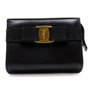 Salvatore Ferragamo サルヴァトーレフェラガモ ヴァラリボン ポーチ ブラック 14054 レディース【中古】 g3748a