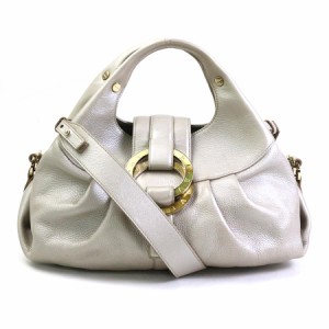 BVLGARI ブルガリ チャンドラ ハンドバッグ ショルダーバッグ パールグレー 14055 レディース【中古】 r9526g