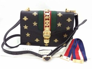 GUCCI グッチ シルヴィ 524405 2Wayバッグ 斜め掛けショルダーバッグ ブラックｘゴールド 14054 レディース【中古】 e54452g