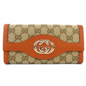 GUCCI グッチ GGキャンバス 282431 二つ折り長財布 ベージュ/オレンジ 14059 ユニセックス【中古】 e56151f