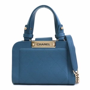 CHANEL シャネル マトラッセ ハンドバッグ 斜め掛けショルダーバッグ ダークブルー/ゴールド 14067 レディース【中古】 e56174a