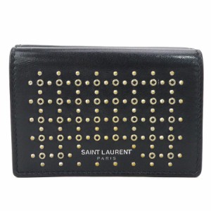 サンローラン SAINT LAURENT 二つ折り財布 型押しレザー ブラック ユニセックス 送料無料 r9784j