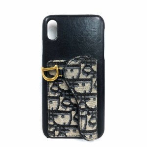 Christian Dior クリスチャンディオール スマートフォンケース iPhone X/XS Maxケース ネイビー 14066 レディース【中古】 z0084
