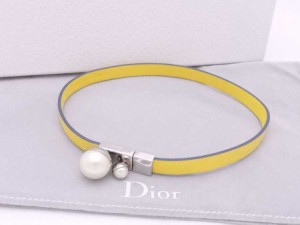 Christian Dior クリスチャンディオール チョーカー ネックレス イエローｘシルバーｘホワイト 14063 レディース【中古】 e54556