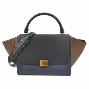 CELINE セリーヌ トラペーズ ハンドバッグ ショルダーバッグ ブラック/ネイビー/ブラウン 14054 レディース【中古】 e56501f