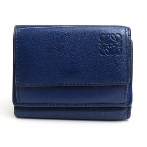 LOEWE ロエベ アナグラム 三つ折り財布 ネイビーブルー 14066 ユニセックス【中古】 e56545a