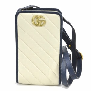 GUCCI グッチ GGマーモント 627369 ポーチ スマホケース ネイビー×アイボリー 14066 レディース【中古】 h29777g