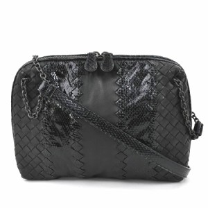 BOTTEGAVENETA ボッテガヴェネタ イントレチャート 斜め掛けショルダーバッグ ブラック 14054 ユニセックス【中古】 h29778a