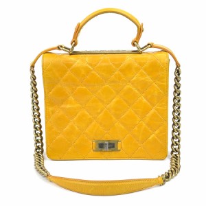 CHANEL シャネル 2.55 マトラッセ ハンドバッグ ショルダーバッグ イエロー/ゴールド 14063 レディース【中古】 e56984a