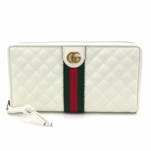 GUCCI グッチ シェリーライン ダブルG 536450 ラウンドファスナー長財布 ホワイト 14056 ユニセックス【中古】 55474f