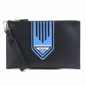 PRADA プラダ 2NH005 クラッチバッグ ブラック×ブルー 14054 メンズ【中古】 55559k