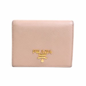 PRADA プラダ ロゴ 二つ折り財布 ピンクベージュ 14061 レディース【中古】 e57771f