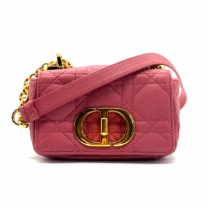 Christian Dior クリスチャンディオール マイクロバッグ CARO 斜め掛けショルダーバッグ ピンク 14061 レディース【中古】 z0175