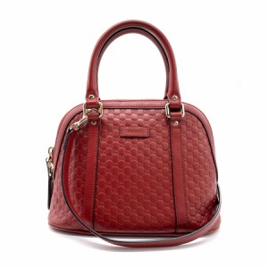 GUCCI グッチ マイクロ シマ 449654 ハンドバッグ 斜め掛けショルダーバッグ レッド 14060 レディース【中古】 z0184