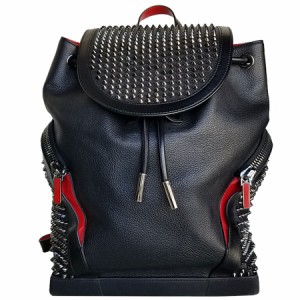 Christian Louboutin クリスチャンルブタン Explorafunk Backpack スパイク スタッズ リュック ブラック×レッド 14054 メンズ【中古】 k