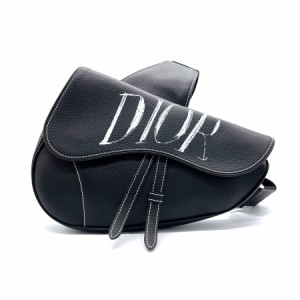 DIOR HOMME ディオール オム サドルバッグ ALEX FOXTON コラボ ボディバッグ ブラック 14054 メンズ【中古】 z0199