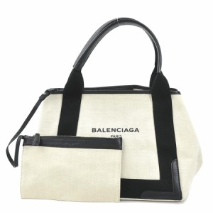 BALENCIAGA バレンシアガ ネイビーカバス S ハンドバッグ トートバッグ アイボリー/ブラック 14056 レディース【中古】 e57974g