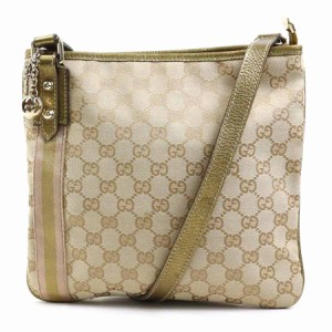 GUCCI グッチ 144383 斜め掛けショルダーバッグ ゴールド×ブラウン系 14068 ユニセックス【中古】 a0197