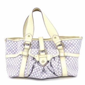 CELINE セリーヌ マカダム ハンドバッグ ライトパープル/オフホワイト 14064 レディース【中古】 e58100a