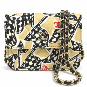 CHANEL シャネル マトラッセ 斜め掛けショルダーバッグ ミニバッグ ベージュ/ブラック/レッド 14059 レディース【中古】 e58276j