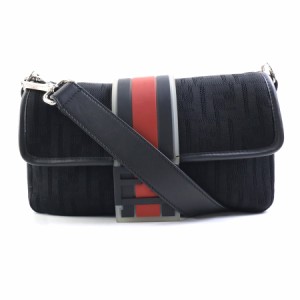 FENDI フェンディ ズッカ バゲット 斜め掛けショルダーバッグ ブラック/レッド 14054 メンズ【中古】 e58341a