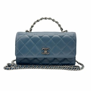 CHANEL シャネル マトラッセ ハンドバッグ 斜め掛けショルダーバッグ グレーブルー/シルバー 14055 レディース【中古】 z0312