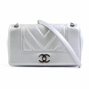 CHANEL シャネル Vステッチ ショルダーバッグ シルバー 14069 レディース【中古】 e58385a