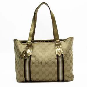 GUCCI グッチ GGキャンバス 137896 ショルダーバッグ トートバッグ ベージュ/ゴールド 14059 レディース【中古】 w0194a