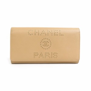 CHANEL シャネル ドーヴィル A81976 長財布 ベージュ 14059 レディース【中古】 a0298