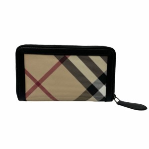 BURBERRY バーバリー ラウンドファスナー長財布 ブラック×ベージュ系 14059 ユニセックス【中古】 z0333