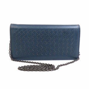 BOTTEGAVENETA ボッテガヴェネタ イントレチャート ウォレットチェーン ネイビーブルー 14067 レディース【中古】 e58428g