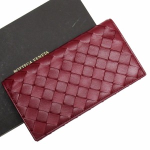 BOTTEGAVENETA ボッテガヴェネタ イントレチャート 長財布 ボルドー 14070 ユニセックス【中古】 g4060k